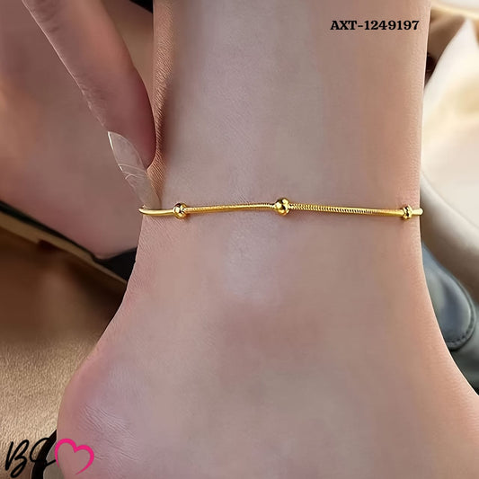 Ball Golden Anklet Bracelet Elegant Alloy Foot Chain Jewelry for Women Sku Axt 197