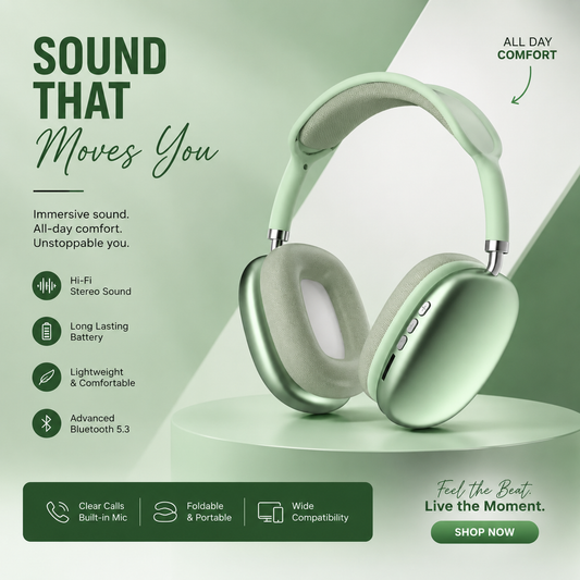 P9 Wireless Bluetooth Headphones with Mic – Noise Cancelling — original image 1
