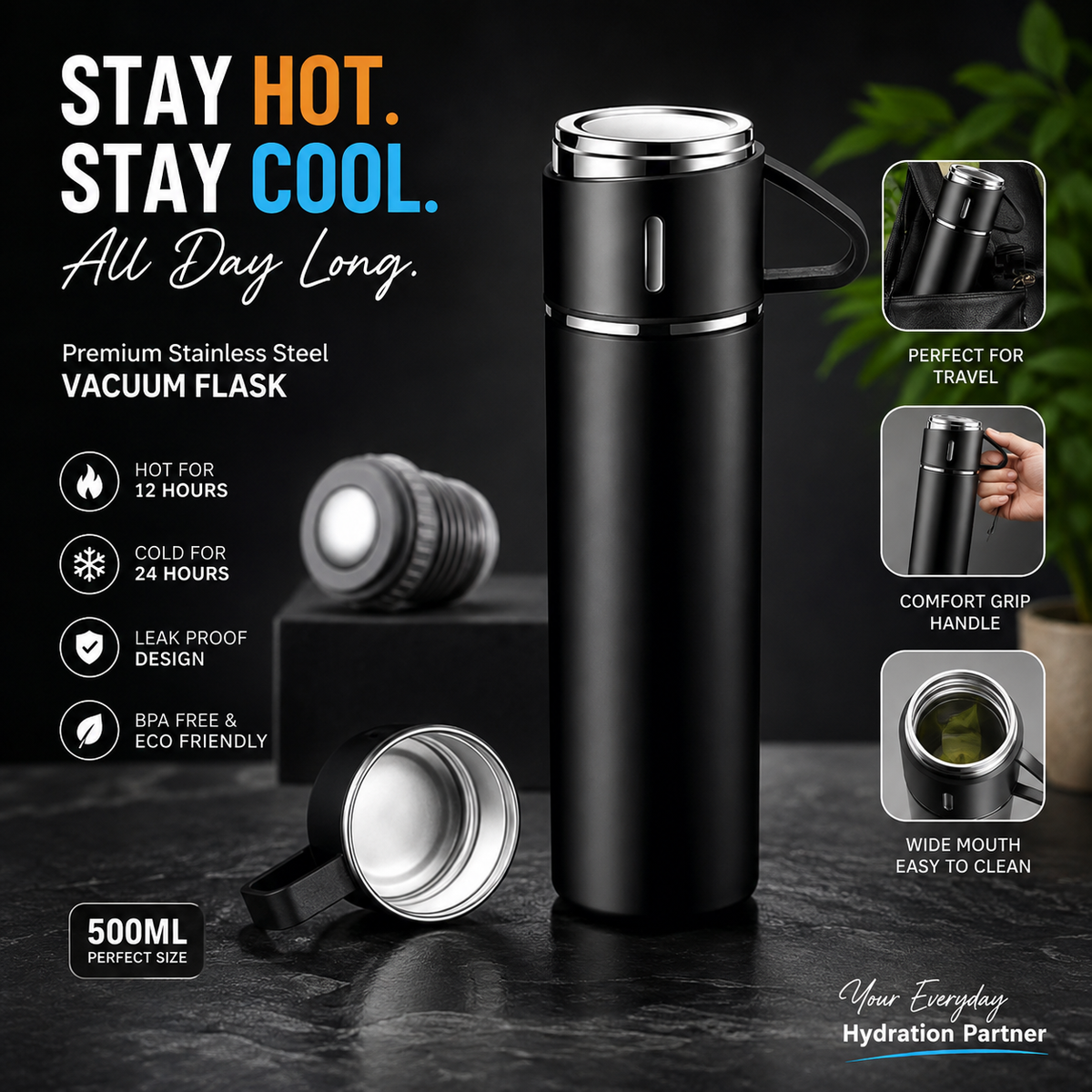 Insulated Stainless Steel Water Bottle – Hot & Cold — original image 1