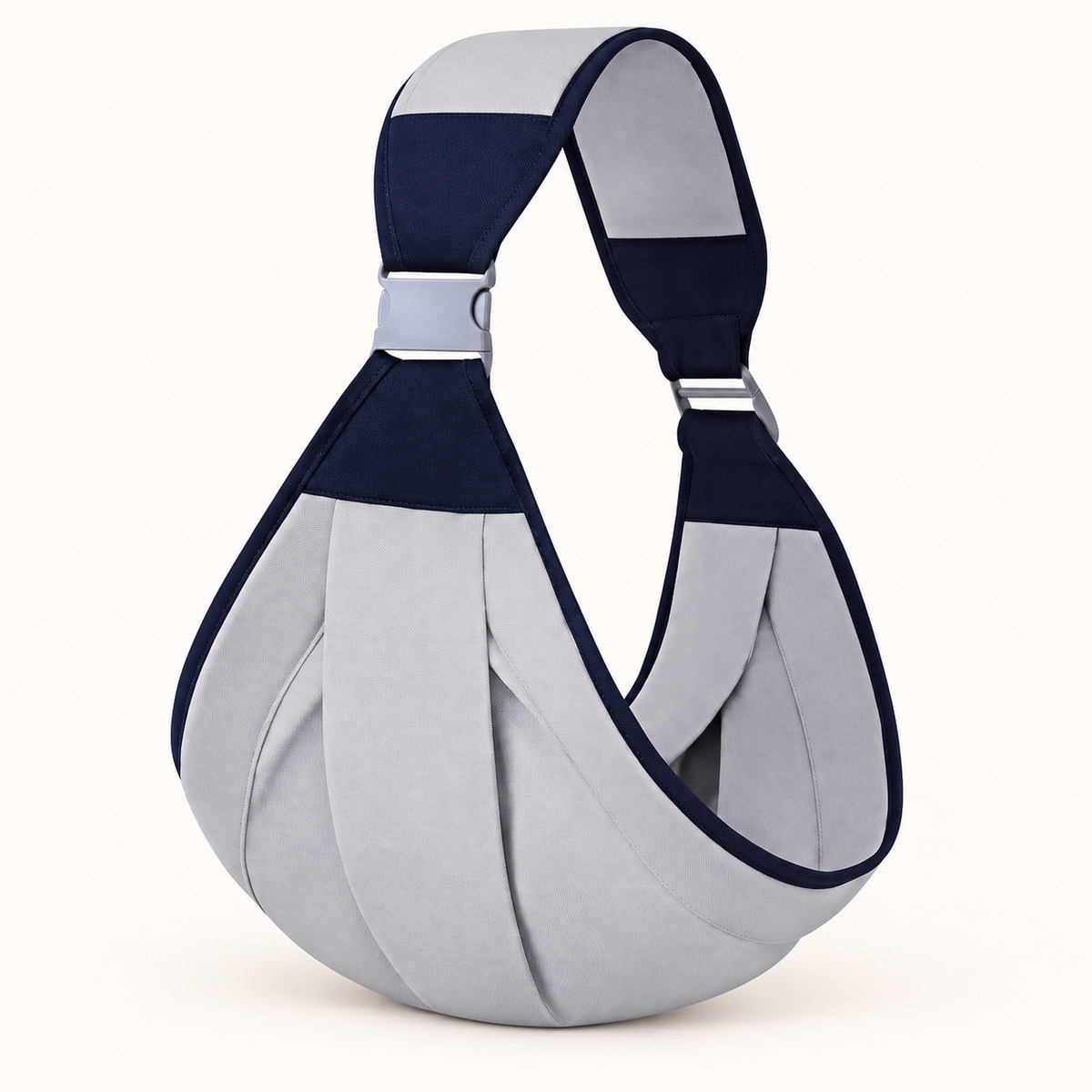 Baby sling carrier in grey and navy