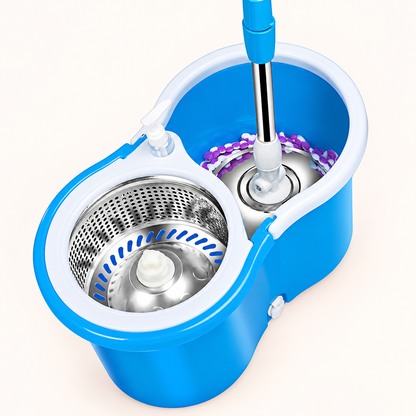 360 degree spin mop with stainless steel bucket