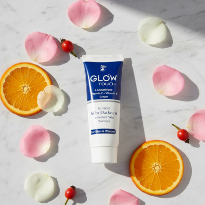 Glow Touch Cream lifestyle flat lay